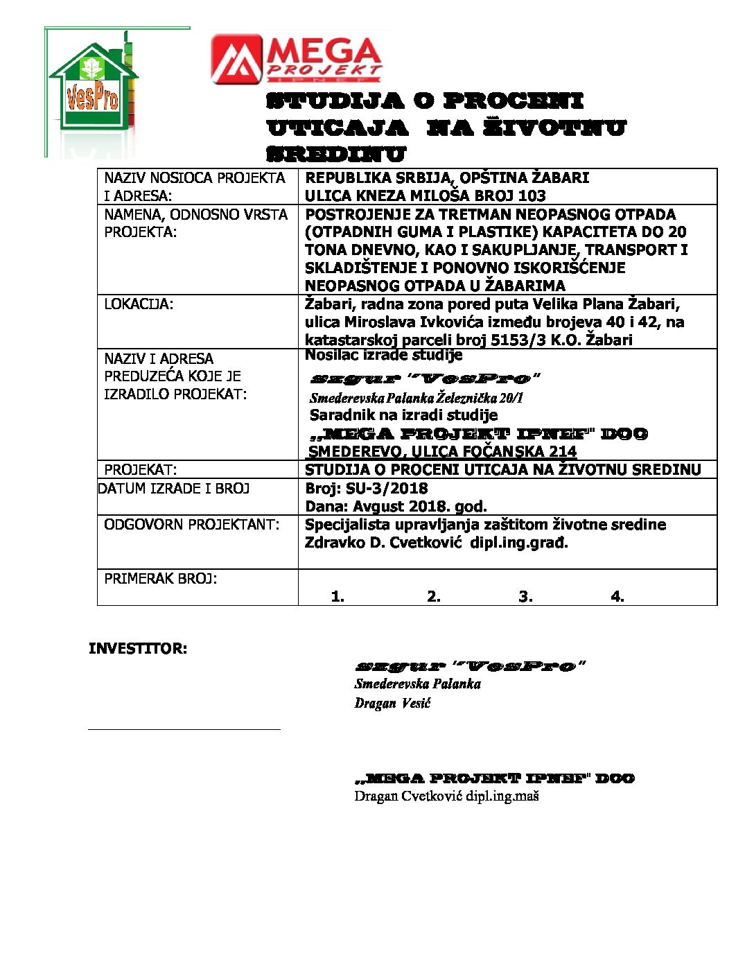 Studija procene uticaja korkigovana 22 oktobar 2018