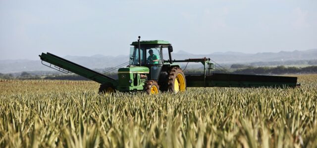 person riding tractor
